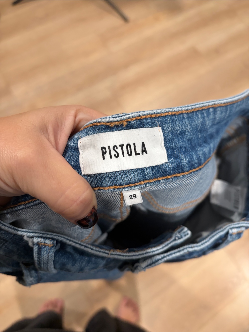 Pistola High Rise Kick Flare Crop Jeans Raw Hem Medium Wash Size 29 - Picture 8 of 8